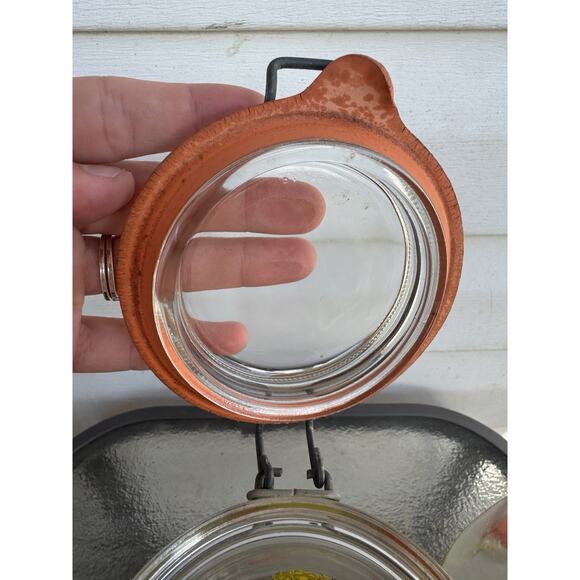 Arc France Vintage Spice of Life Vegetable Glass Hinged Lid 1.5L Canisters Set 3 - Picture 9 of 16
